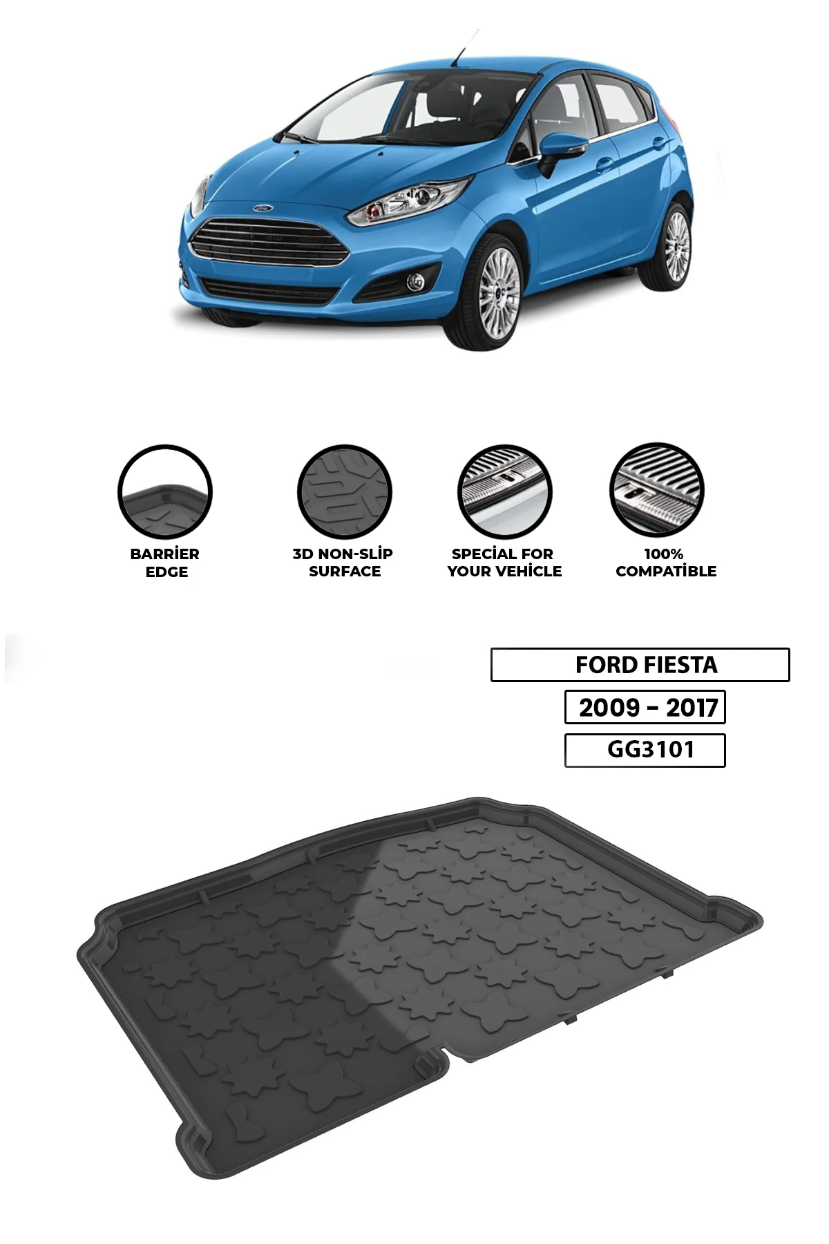 For FORD-FIESTA-2009-2017 luggage compartment Diffuser Extension Rear Bumper Attachment Luggage compartment