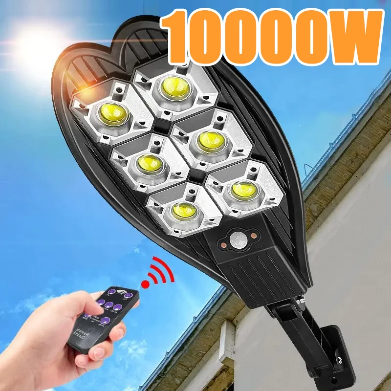 10000W Straatlantaarn Buiten Zonne-Energie Lamp Aangedreven Zonlicht Waterdicht Pir Bewegingssensor Tuinverlichting Slimme Afstandsbediening