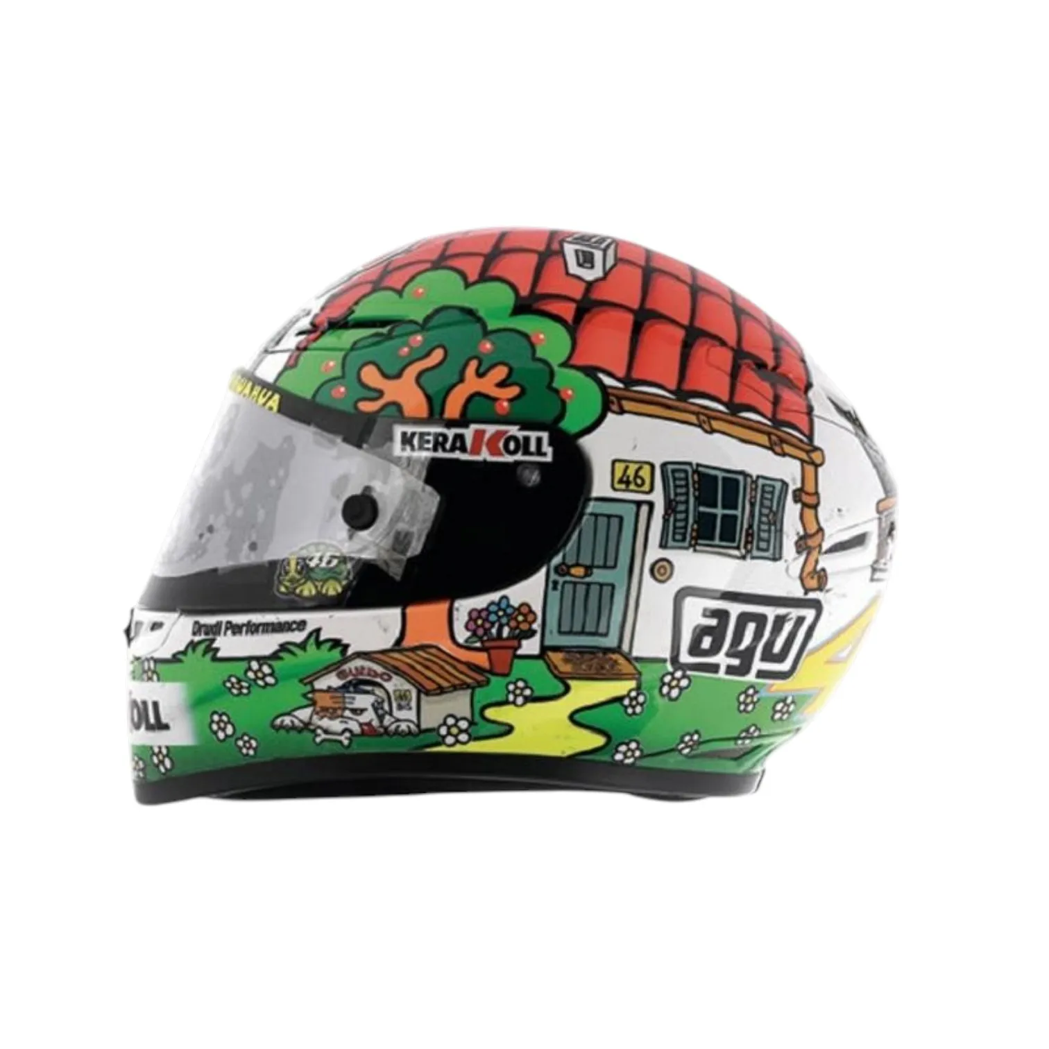 Casque de moto GP Altaya, 06 Misano 2008, de la célèbre pilote italienne qui a remporté 9 titres mondiaux, échelle 1:5, miniature en métal moulé sous pression, fabrication Ixo, collection spécifique au champion italien, sans boîte, emballage d'exposition original, base.