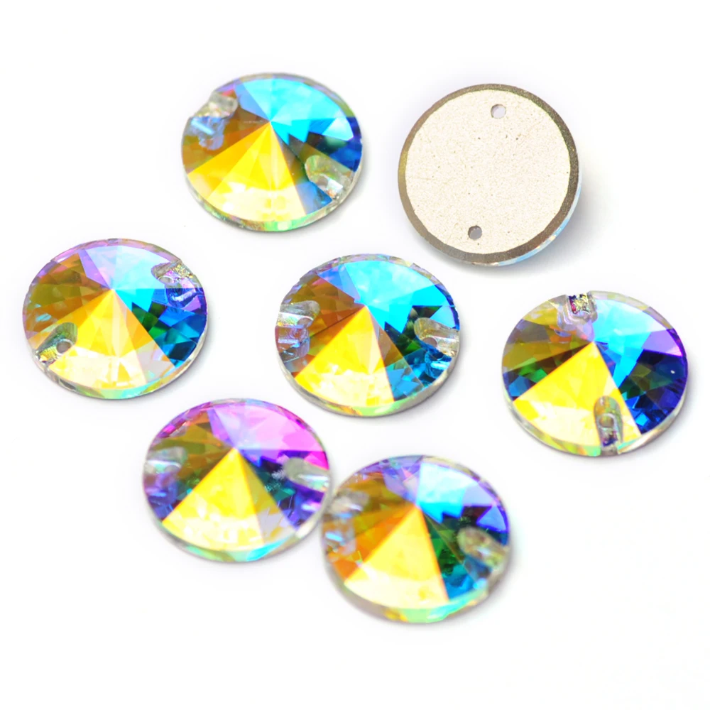 YANRUO 3200 Runde aufnähbare Rivoli-Strasssteine AAAAA Flache Rückseite Kleiderglassteine Nähsteine für Schmuck und Kleidung – Detail 2