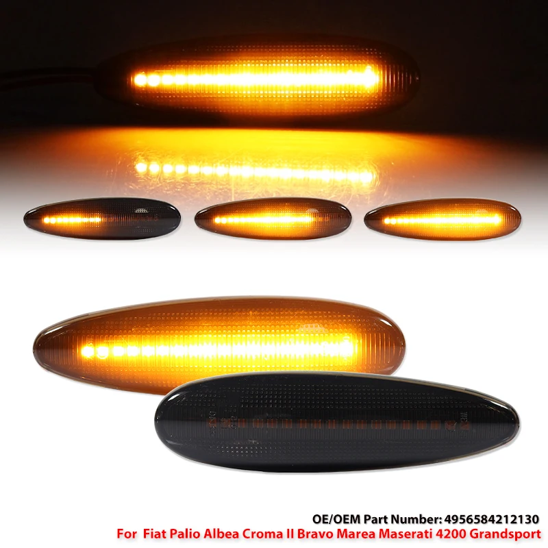 Para fiat palio albea croma ii bravo marea maserati 4200 grandsport led dinâmico carro pisca marcador lateral luzes de sinal volta lâmpada