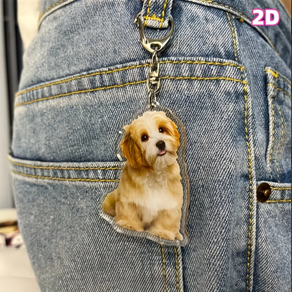Flat Custom Pet Avatar Photo Keychain, Full-Body Pet Photo Customization, Personalized Pets, Custom Acrylic Accessories image 3
