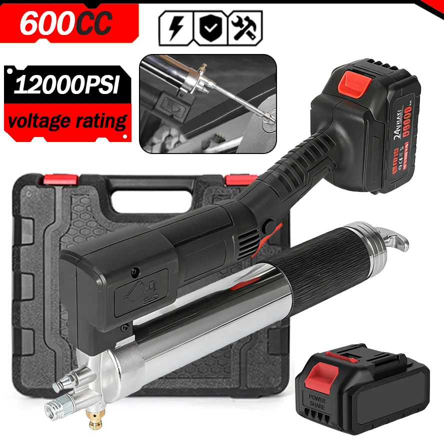 Pistolet à graisse électrique sans fil 21 V 10000 PSI avec batterie, mallette de transport et chargeur inclus