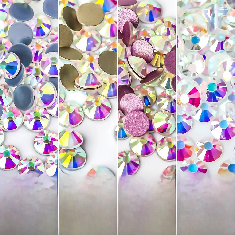 Strass AB en cristal Super pailletés SS3-SS50, Non correcteurs, dos plat, tissu pour vêtement, Nail Art, décorations F0175