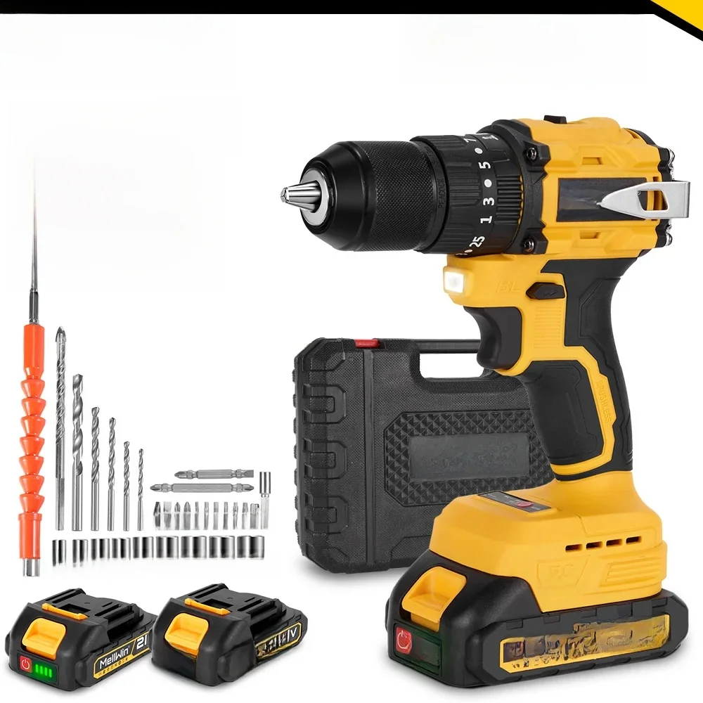 MELLWIN 13 MM Bürstenlosen Elektrischen Schlagbohrmaschine 25 + 3 Drehmoment Handheld Flachbohrmaschine Schraubendreher Elektrowerkzeuge Für Makita 18 V Batterie Pin