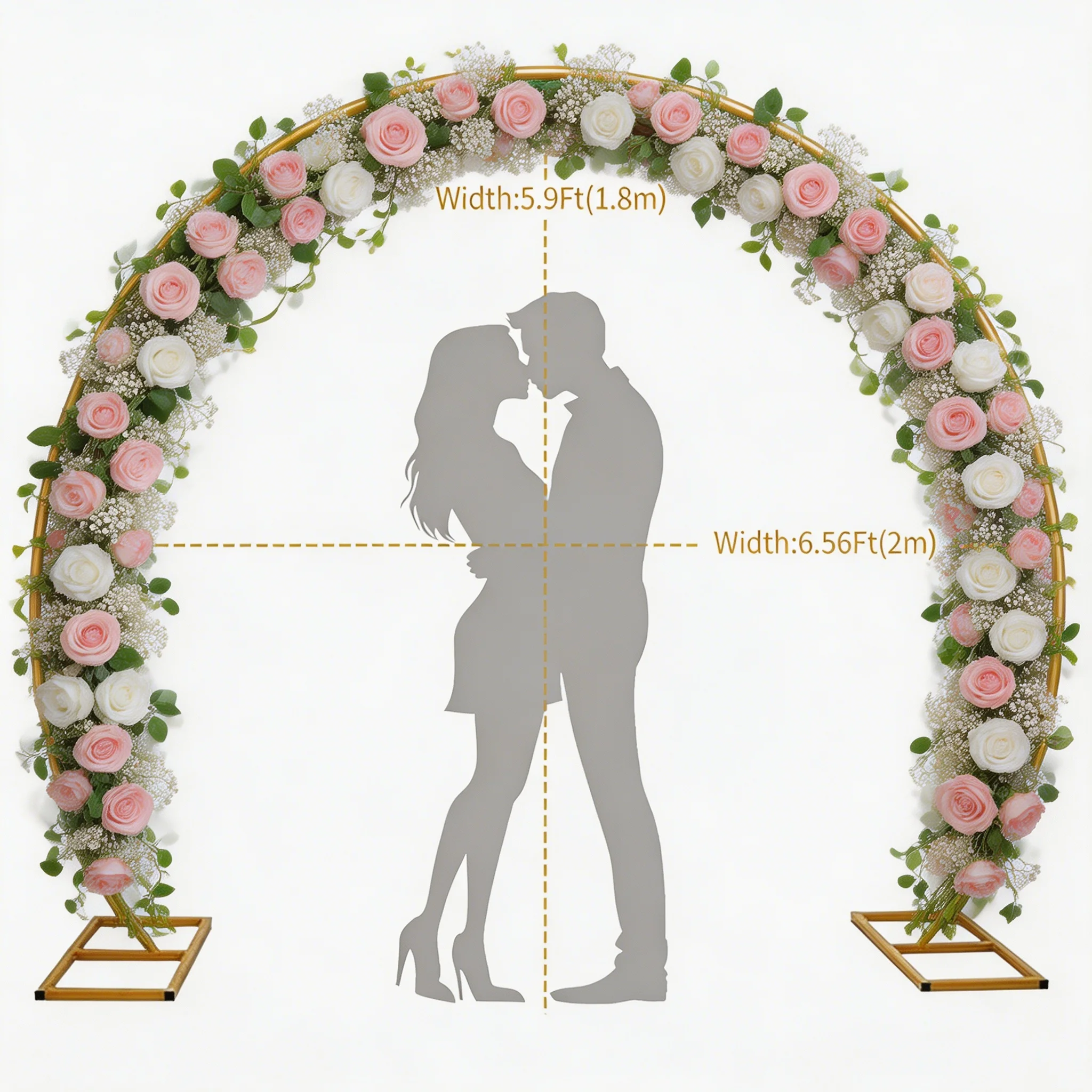 Arche circulaire métallique de 2 m pour mariage, support de ballons et fleurs, arche dorée pour fond, cadre DIY pour fête d'anniversaire, décoration de baby shower