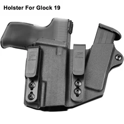 Only Fit Glock G19,G19X,Compatible G17,Sidecar Kydex IWB Holster with Magazine Pouch Equipment Cases,Lock Click Sound,Right Hand
