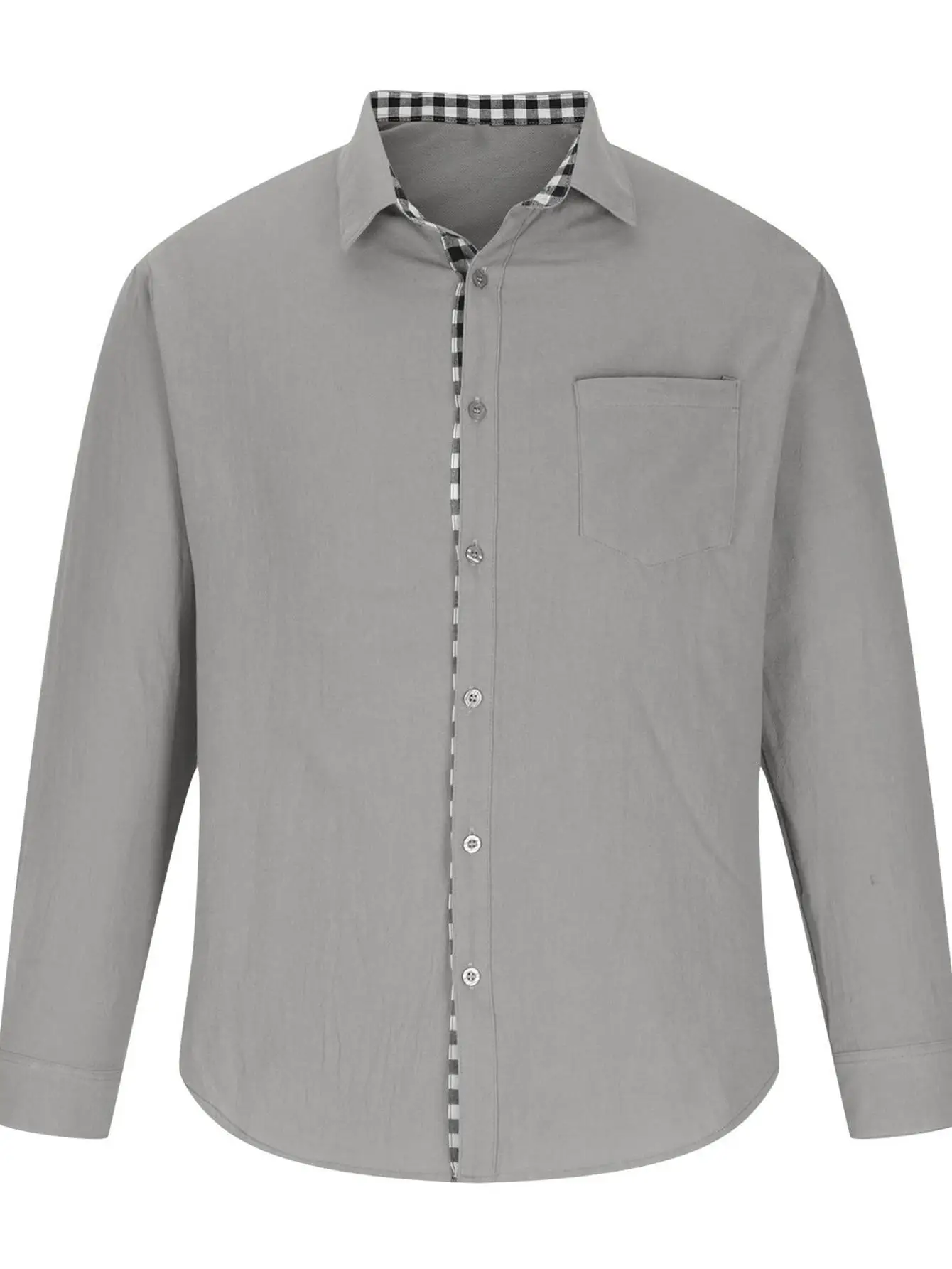 Мужская повседневная офисная льняная рубашка с текстурой на пуговицах, повседневная рабочая одежда