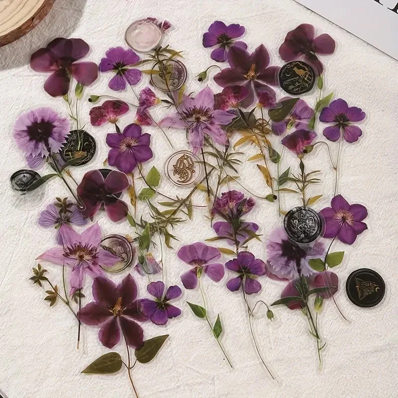 40 sztuk eleganckich naklejek w stylu vintage w kwiaty: wzmocnij swoje projekty DIY, albumy i czasopisma dzięki łatwej w aplikacji naklejce Retro Bloom — zdjęcie 2
