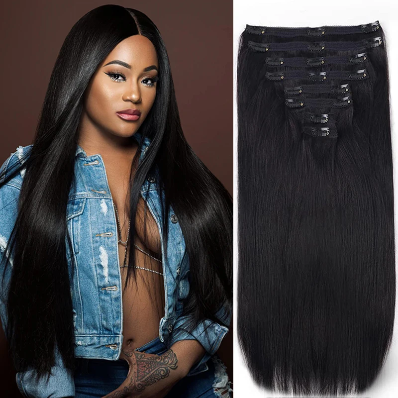 クリップ式ヘアエクステ-100-人毛