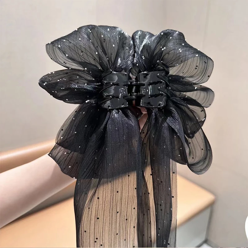 Fashion Large Bow Hair Claw Clip Super Fairy Temperament Headdress Women Hair Clip Sweet Hair Accessories