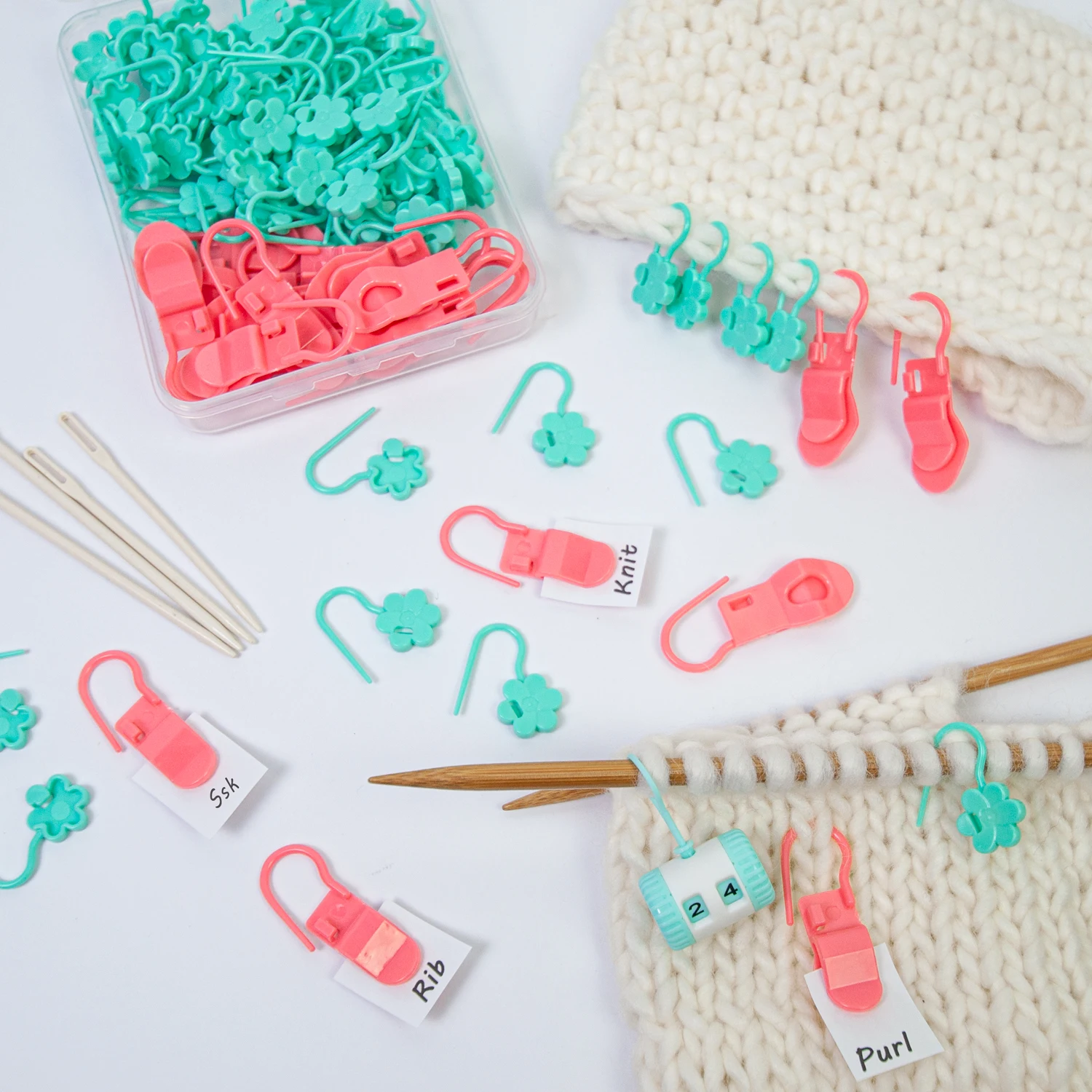 

Flower-shaped Stitch Marker Set – DIY Hand-knitting Tools for Sweaters, Scarves and Stitching Marking
