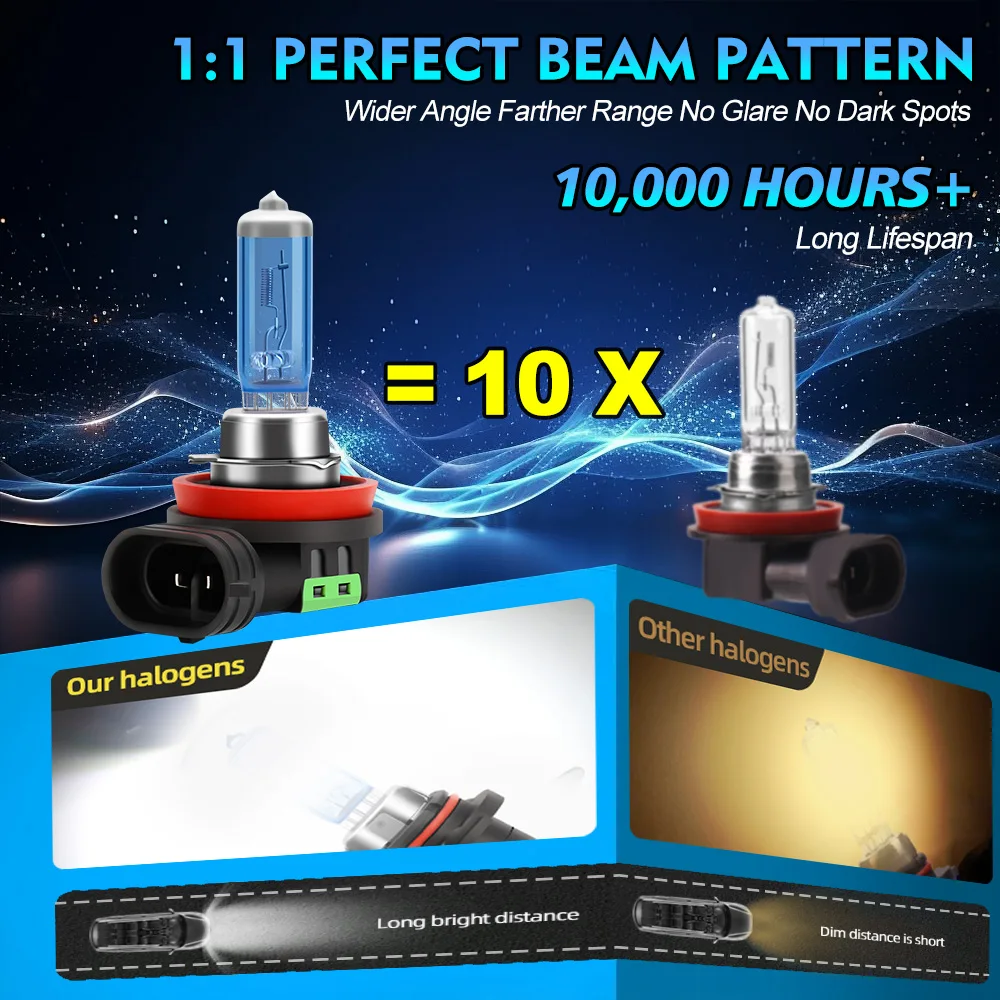 2 шт./4 шт. галогенные лампы H11 Canbus 50000LM супер яркие автомобильные фары высокой мощности 6000K супер белые 12 В 24 В автомобильные фары