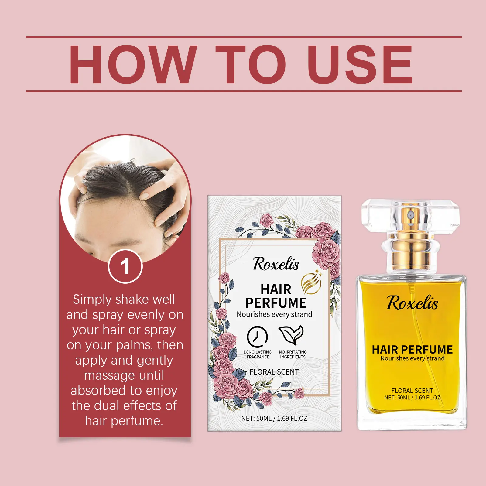 Profumo per capelli floreale 50ml olio nutriente per capelli secchi_voghion.com