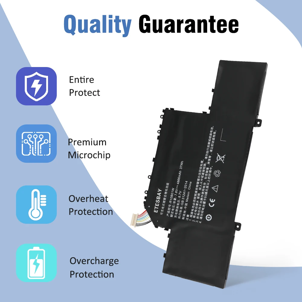 ETESBAY R10B01W 4866mAh/37WH Laptop Battery For Xiaomi Air 12.5 Inch 161201-01 161201-AA 15.6