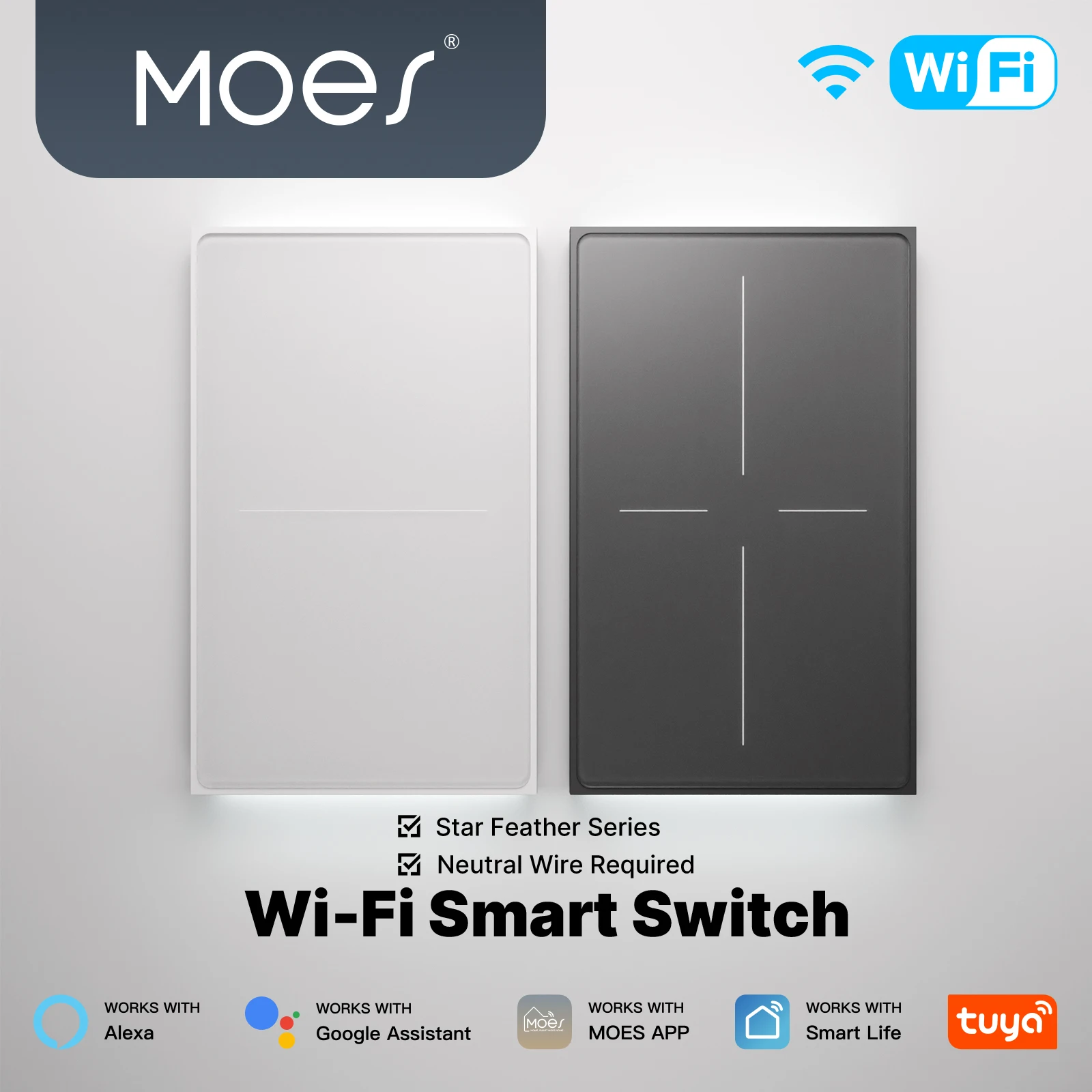 Tuya WiFi Smart Switch with Star Feather Design
