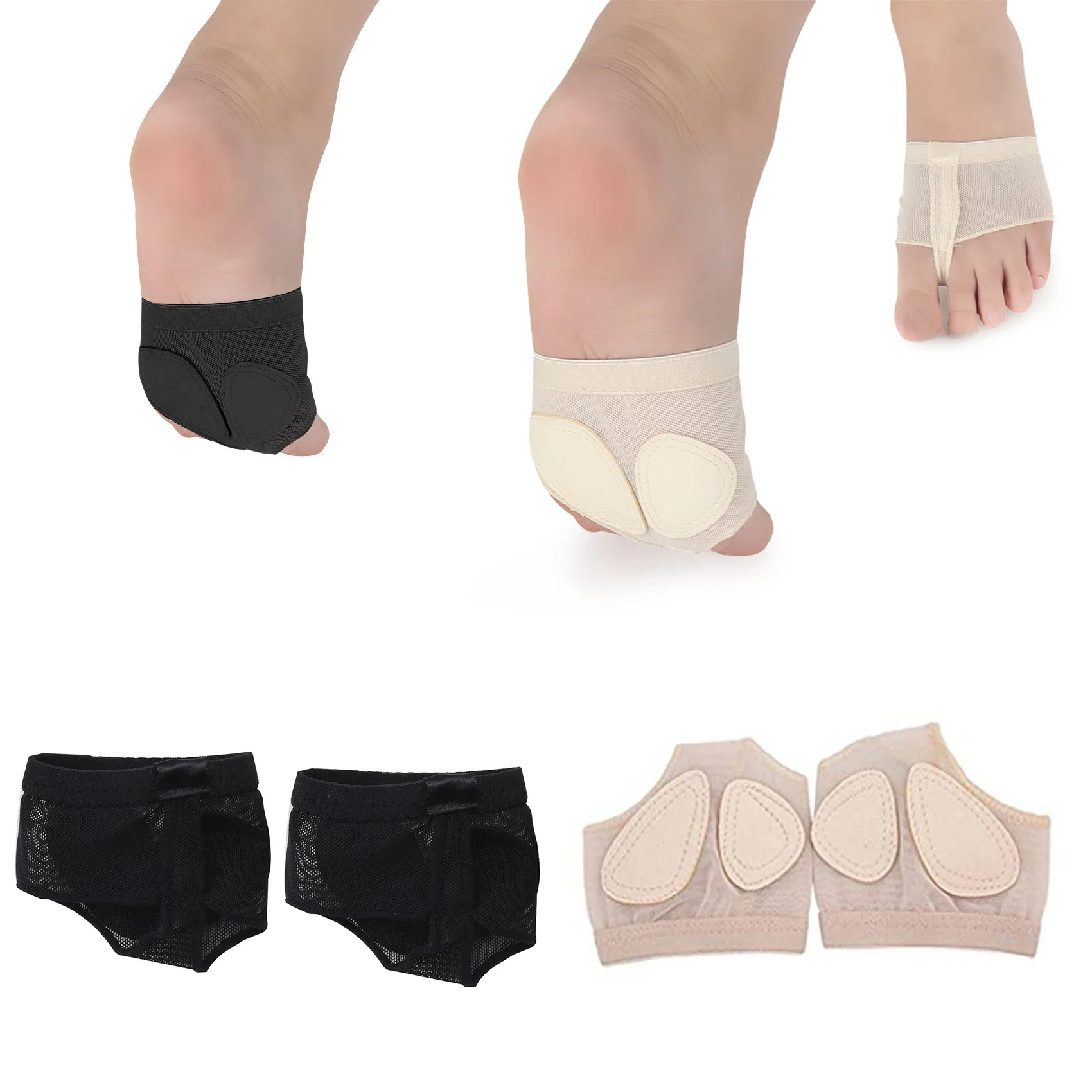 1 paire de demi-chaussures de Ballet du ventre pour filles et femmes, semelle souple fendue, Protection des pieds de danse des pattes, coussinet d'orteil, outil de soins des pieds, coussin avant-pied