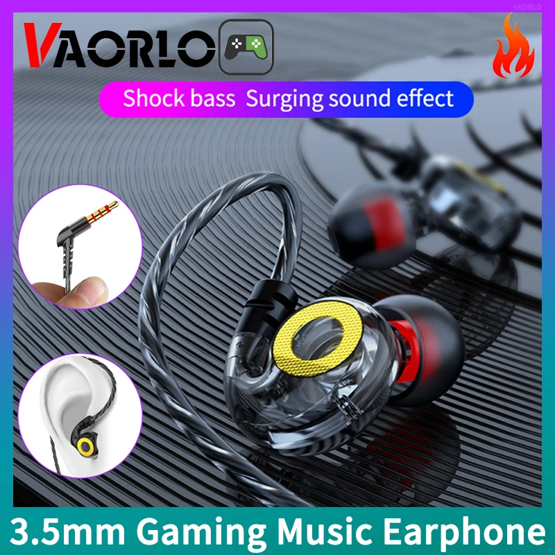 Vaollo-ビデオゲームヘッドセット,3.5mmジャック,110度,スポーツ,song,ライブHi-Fi,サブウーファー,マイク付き有線イヤフォン