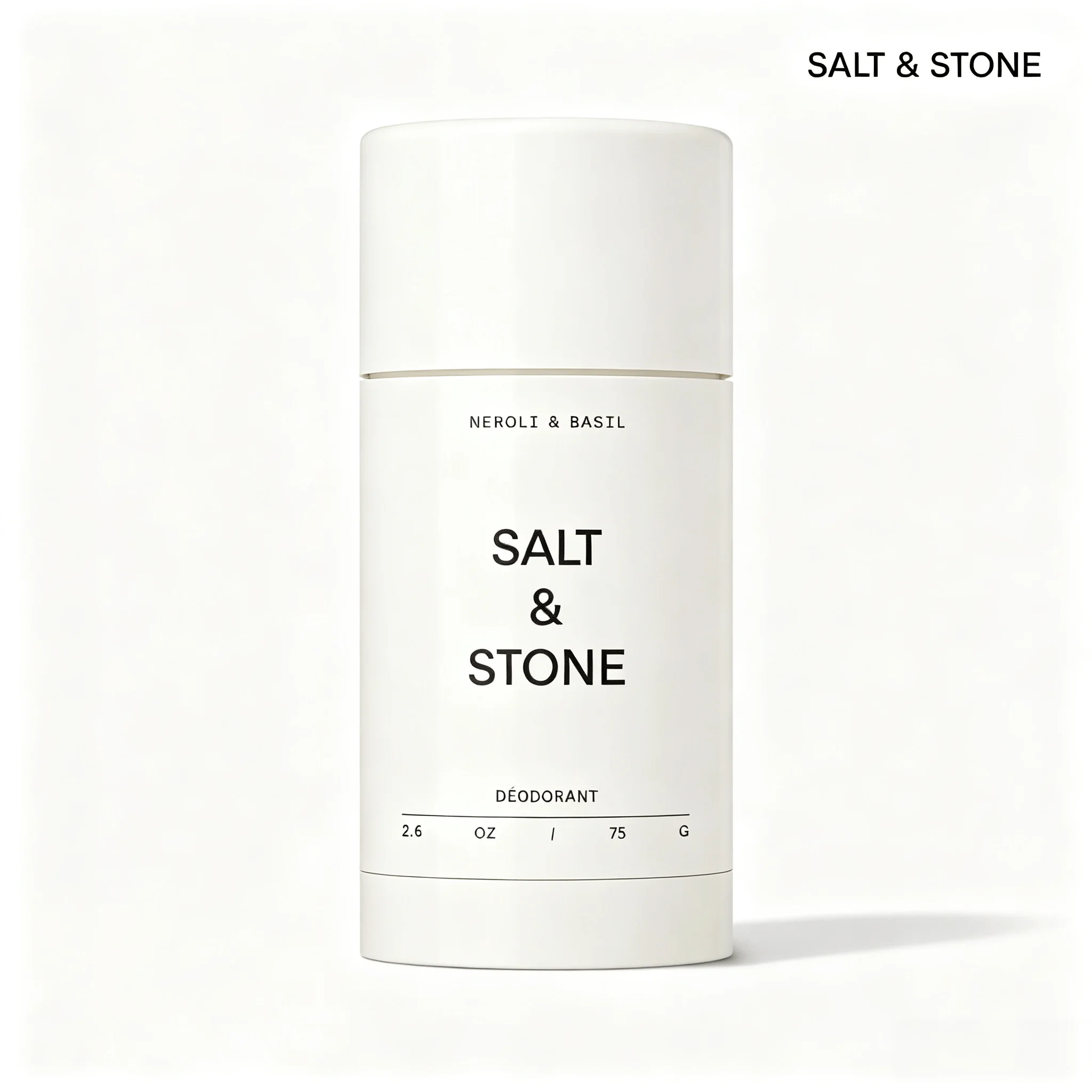 SALT & STONE Neroli & Basil Deodorant 2.6 OZ 75g, Aluminum Free Natural Deodorant Long Lasting Fresh Citrus Herbal Scent for Daily Underarm Care