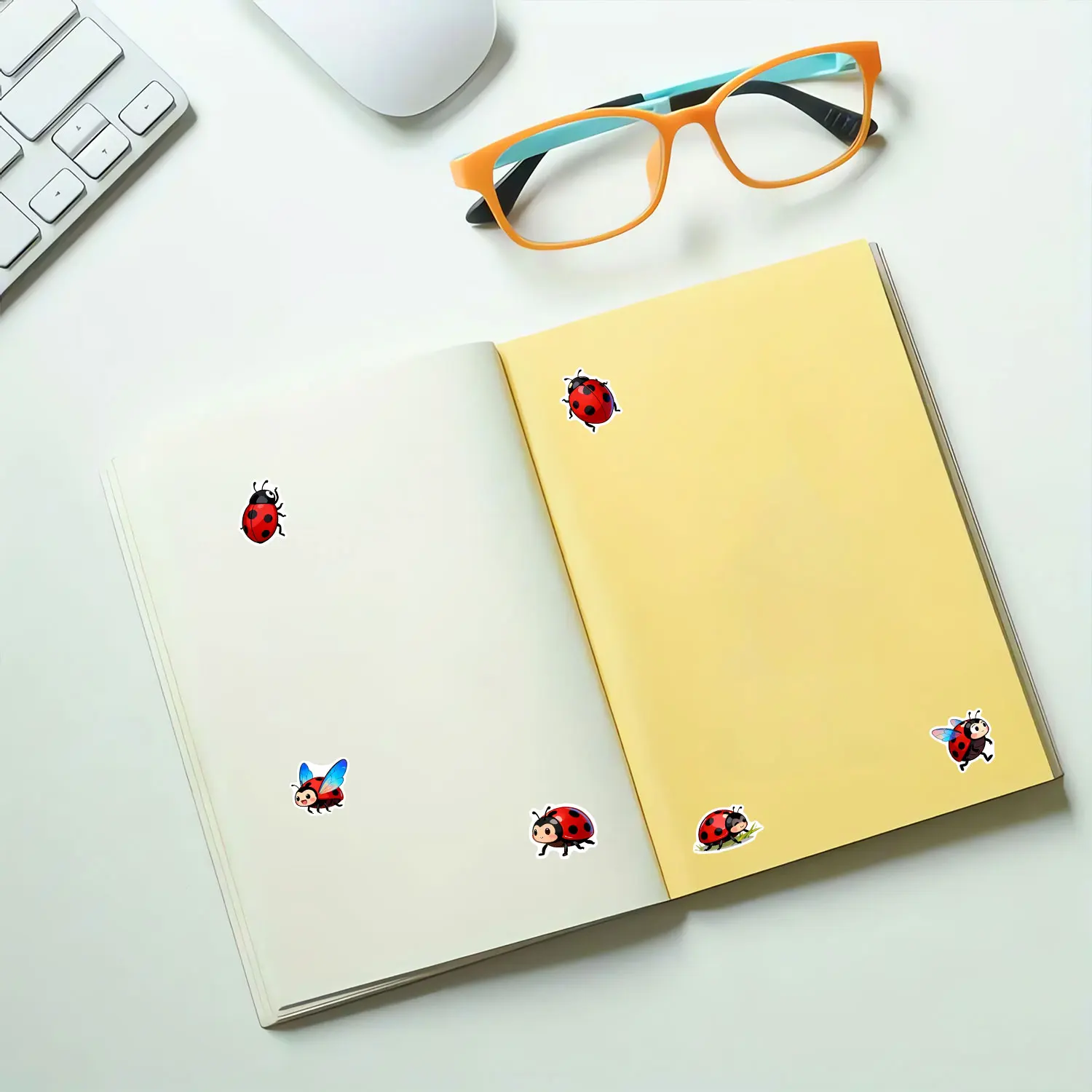 1Roll(500Pcs)10 Irregular Cartoon ladybugs Stickers 2.5cm/1'' Art Craft Decoration Graffiti Seal Gift Scrapbook Labels image 5