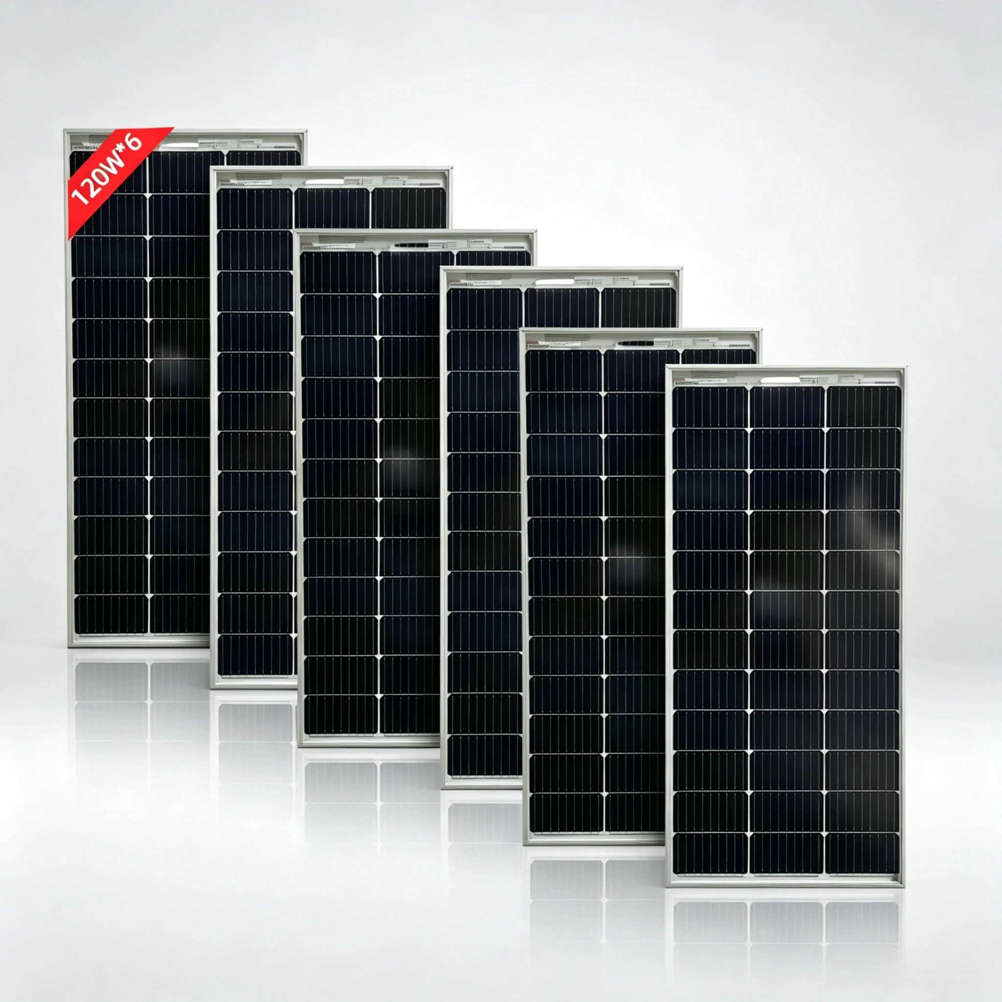 720W Bifaziales Glas-Solarpanel, 6er-Pack 120W Monokristalline PV-Module Effizient für Balkon, Camping, Wohnmobil, Heimstromversorgung