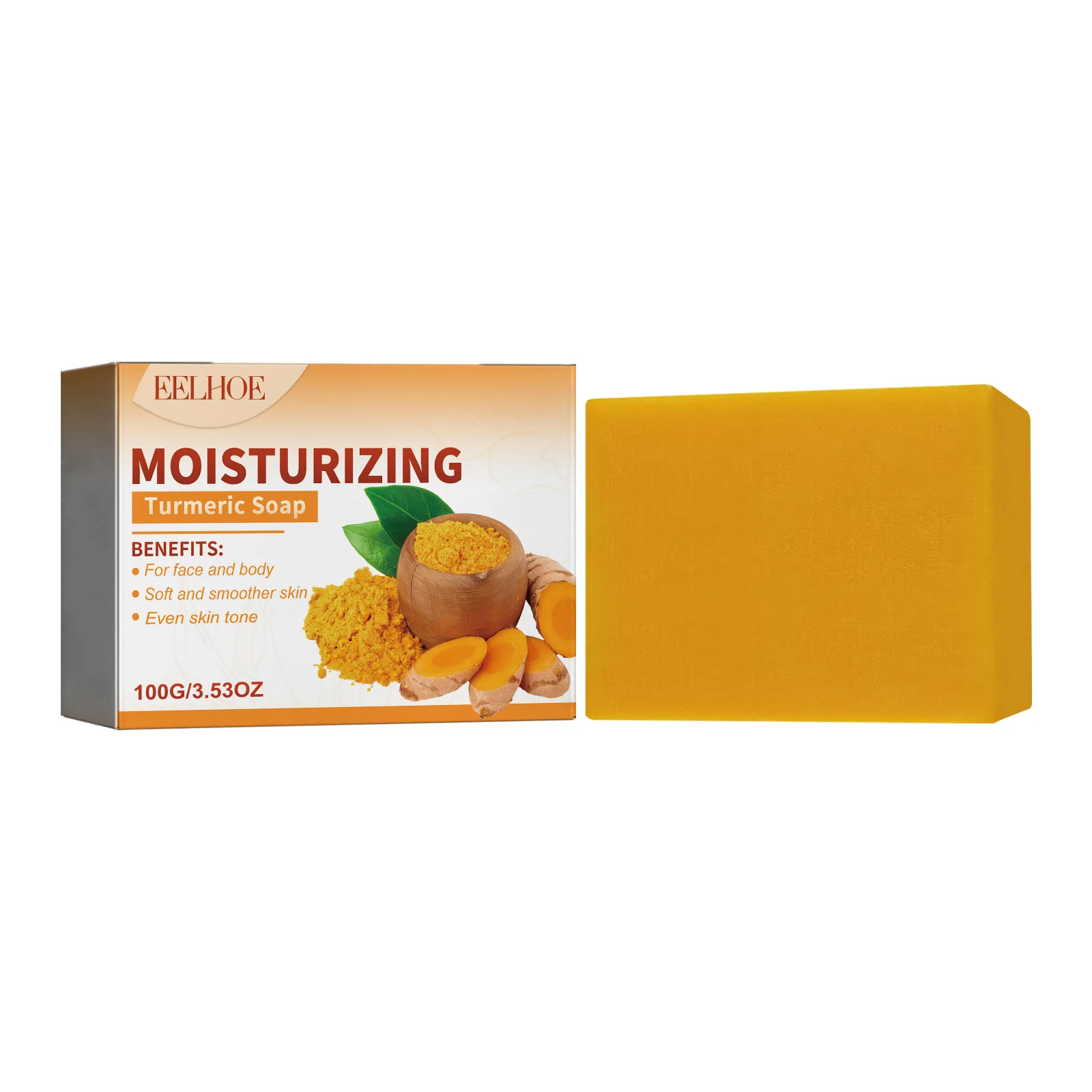 Turmeric Brightening Soap Deep Cleansing Remove Elbow Knee Armpit Melanin Fade Bleaching Even Skin Complexion Handmade Soap 100g