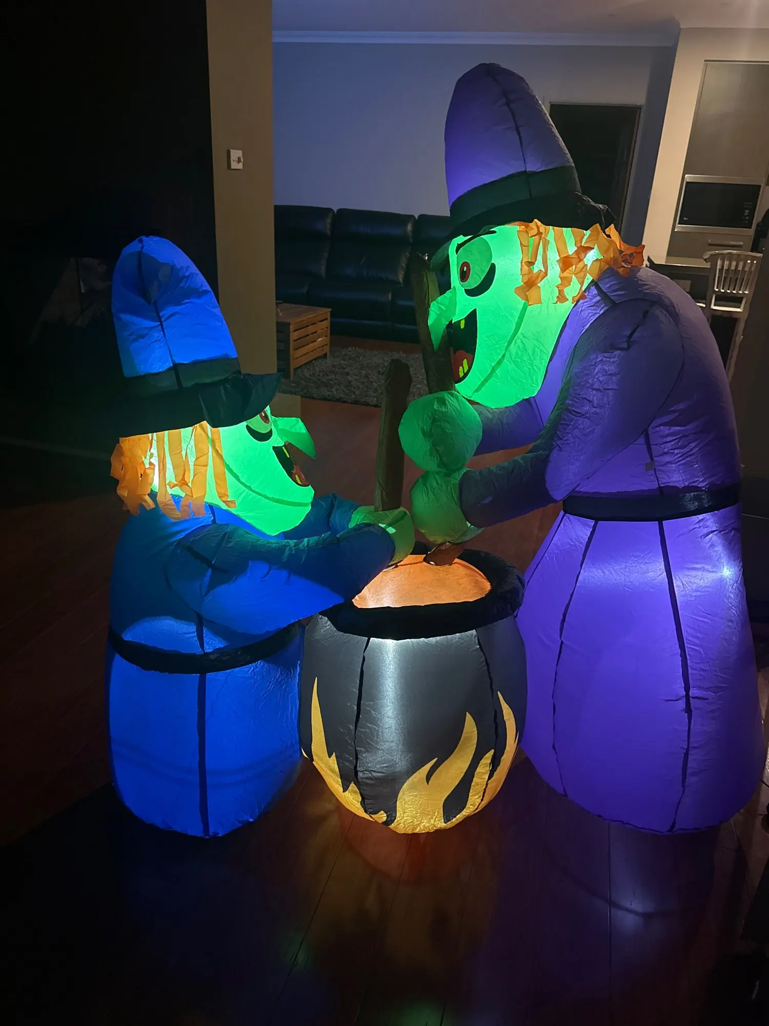 5Ft Halloween Inflatable Two Witches and Cauldron Decoration with Light, Inflatable Yard Decor Blow Up with Build-in LEDs photo review