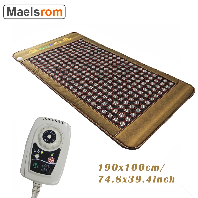 

190x100cm PEMF Infrared Jade Heating Pad Biomat FIR Wavelength Mattress With Natural Tourmaline Stones Chakra For Body Massage