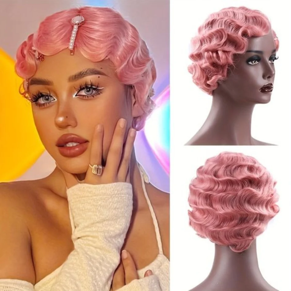 Short Finger Wave Cheap Wigs For Women Human Hair Pixie Cut Wig Short Human Hair Wigs Machine Made Mix Color Brazilian Pixie Cut