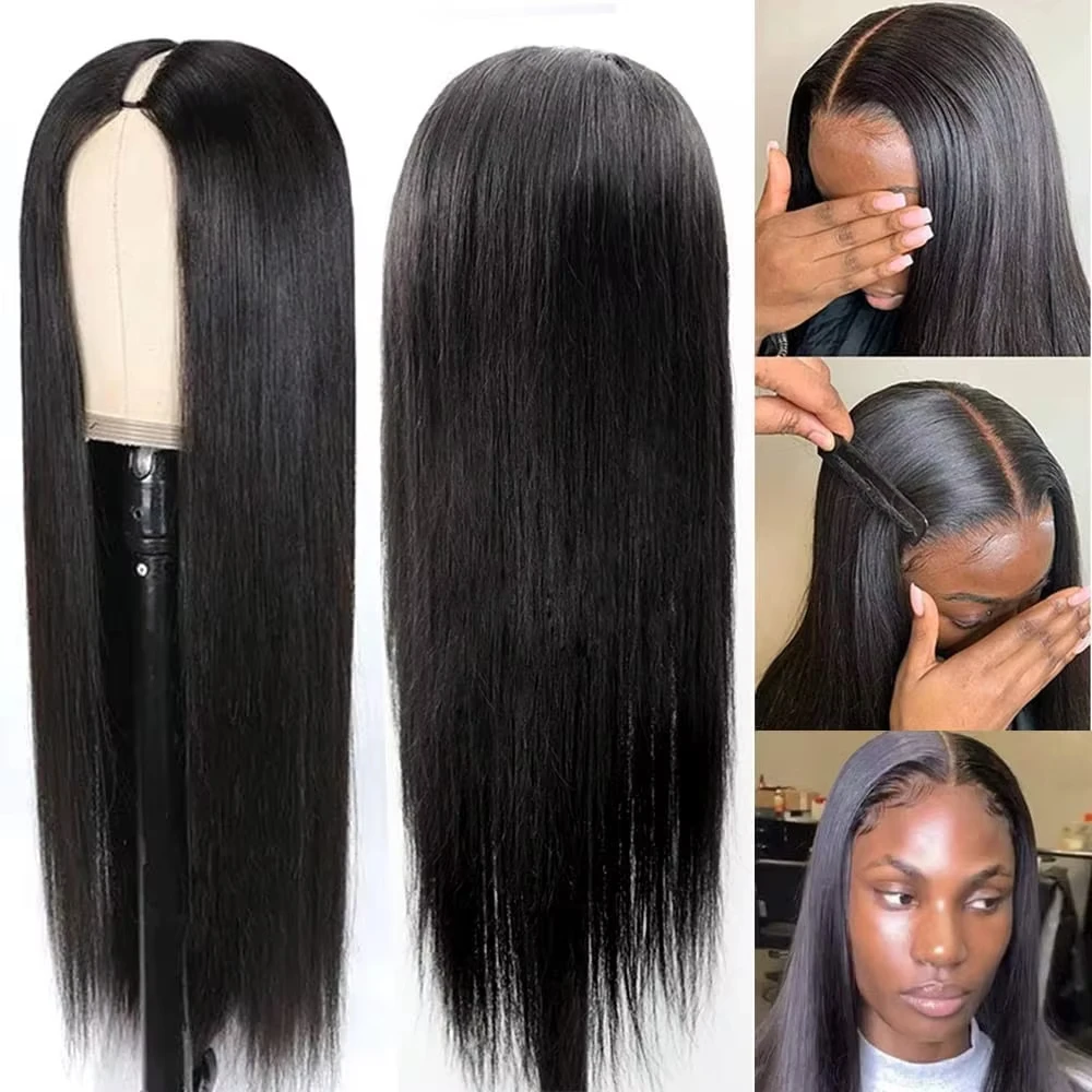 Top Quality V Part Wigs Human Hair Straight Human Hair Wigs Upgrade V Part Wigs Bone Straight Human Hair Head Clip In Half Wig