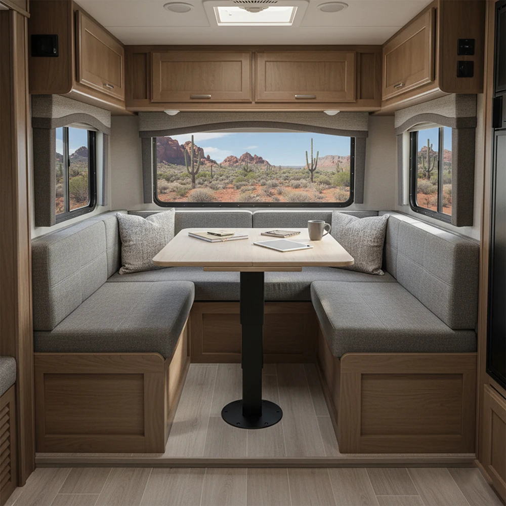 Kaki Meja Tatami yang Dapat Disesuaikan Secara Pneumatik, Rangka Paduan Aluminium yang Dapat Disesuaikan, Cocok untuk RV, Campervan, dan Kapal