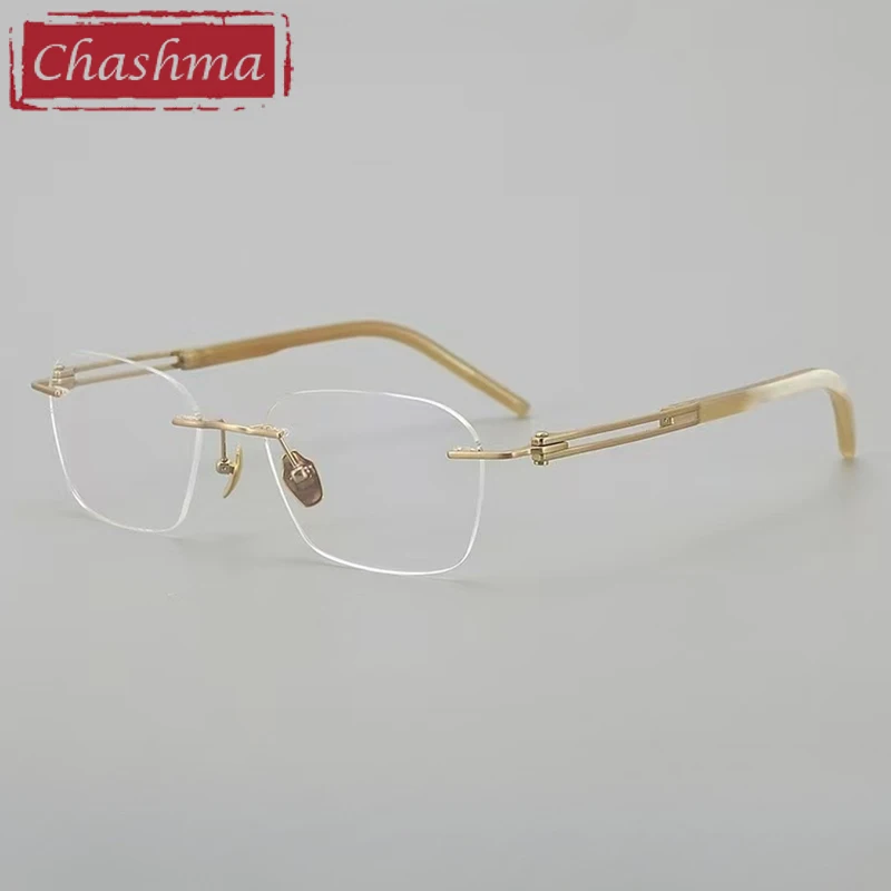 

Chashma Prescription Glasses Pure Titanium Ox Horn Temples Gentlemen Top Quality for Recipe Eyewear Optical Progressive Lenses