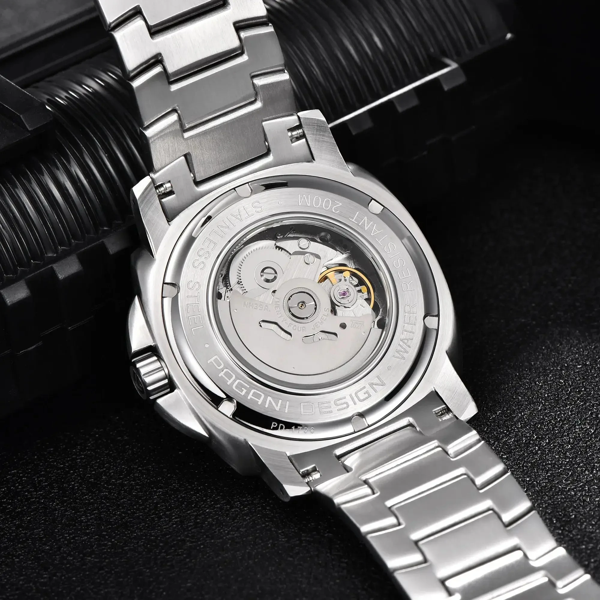 PAGANI DESIGN Retro Classic Men\'s Automatic Mechanical Watch PD1736 TMINH39 Top Sapphire Stainless Steel Waterproof reloj hombre