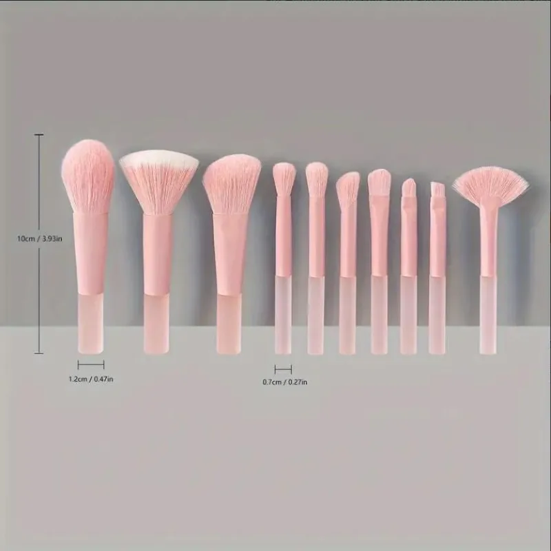 10pcs Pink Makeup Brush Set Professional Highlighter Powder Foundation Blush Eyeshadow Concealer Blending Brush