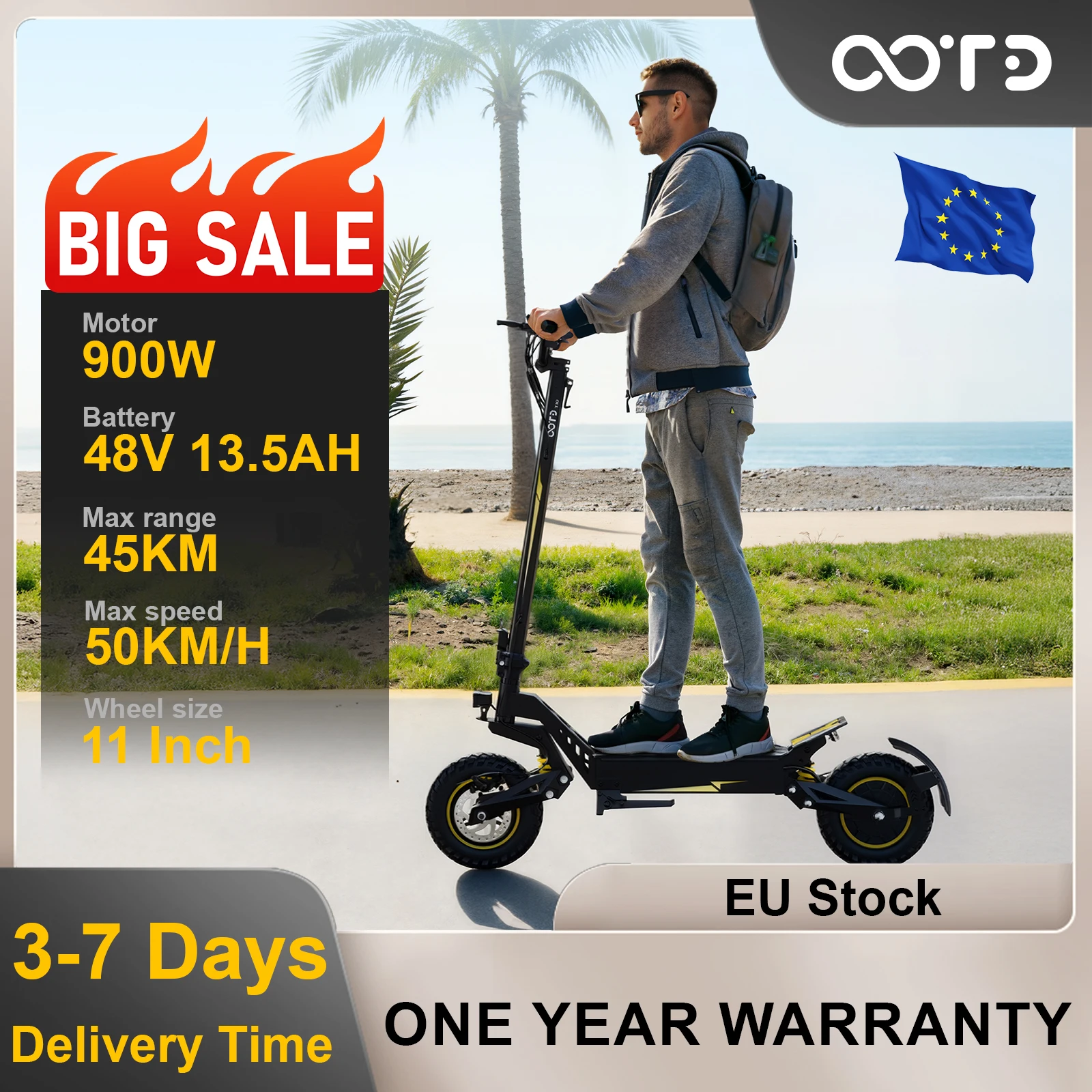11 pouces Escooter Portable OOTD T10 Scooter électrique moteur de pointe 900W 48V 13.5AH grand ensemble ville Scooter
