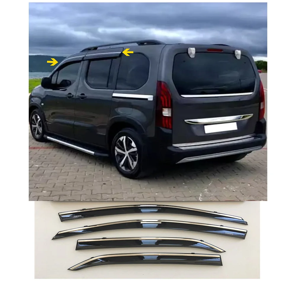 For Citroen Berlingo, Chrome Windshield Spoiler Glass Sunshade 2019 and Up. Stainless Steel and Plexiglass  A+ Quality