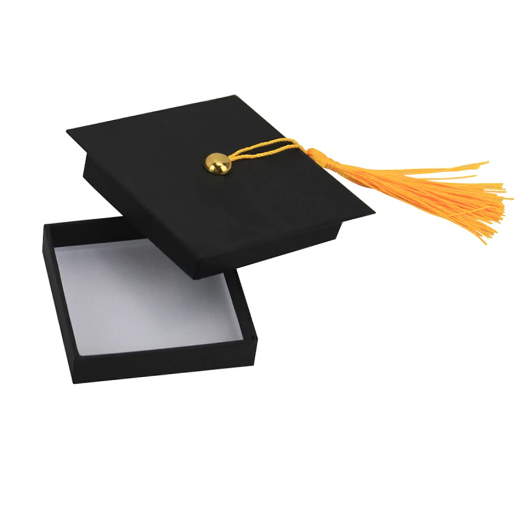 DIY Black Graduate Hat Box For Graduation Gifts Cards Box Academic Cap With Gold Tassel 2023 Class Graduate Ceremony Decorations