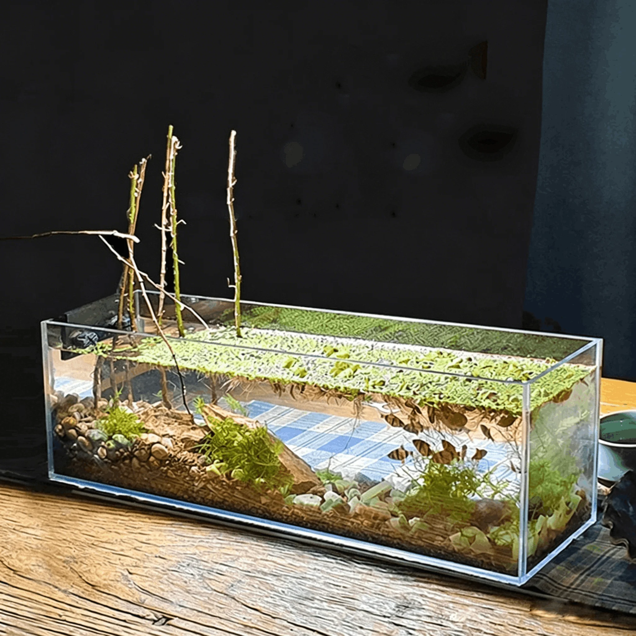 Acuario de vidrio ultra transparente, rectangular, tipo cubo, para peces Betta, tanque cuadrado de vidrio para peces Betta, para escritorio, hogar, sala de estar
