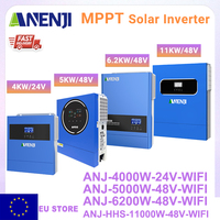 ANENJI 6.2KW 4KW 5KW 11KW Hybrid Solar Inverter 48V 24V Pure Sine Wave 100A 120A 160A MPPT Solar Inverter With WiFi PV 500VDC