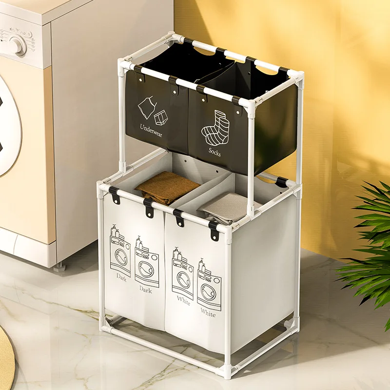 Large Capacity laundry basket 4 compartments laundry box clothes towel story Laundry Laundry Laundry basket 2 steps