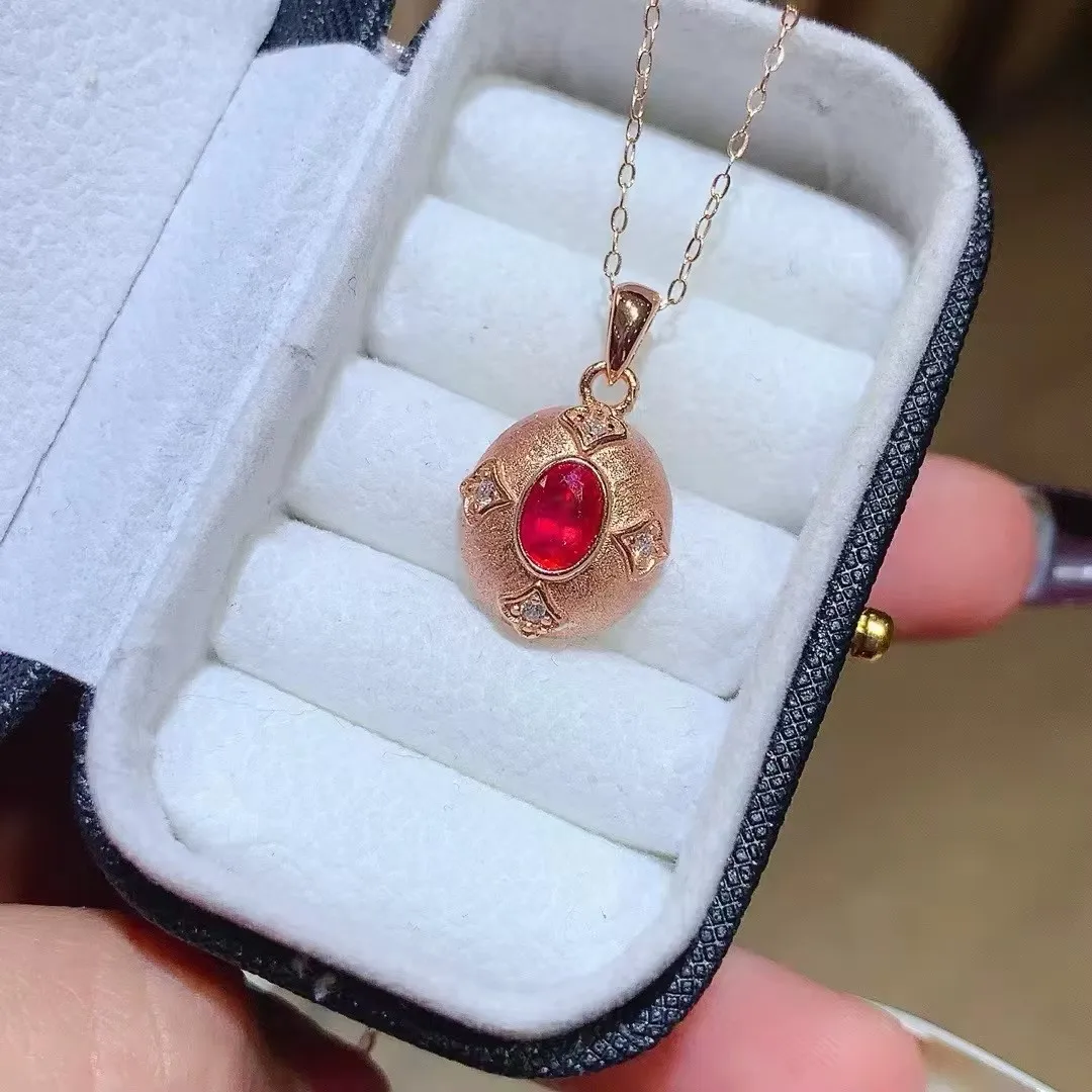 

KJJEAXCMY Natural Ruby Pendant S925 Silver Electroplated Jewelry Birthday party give your girlfriend a birthday party gift