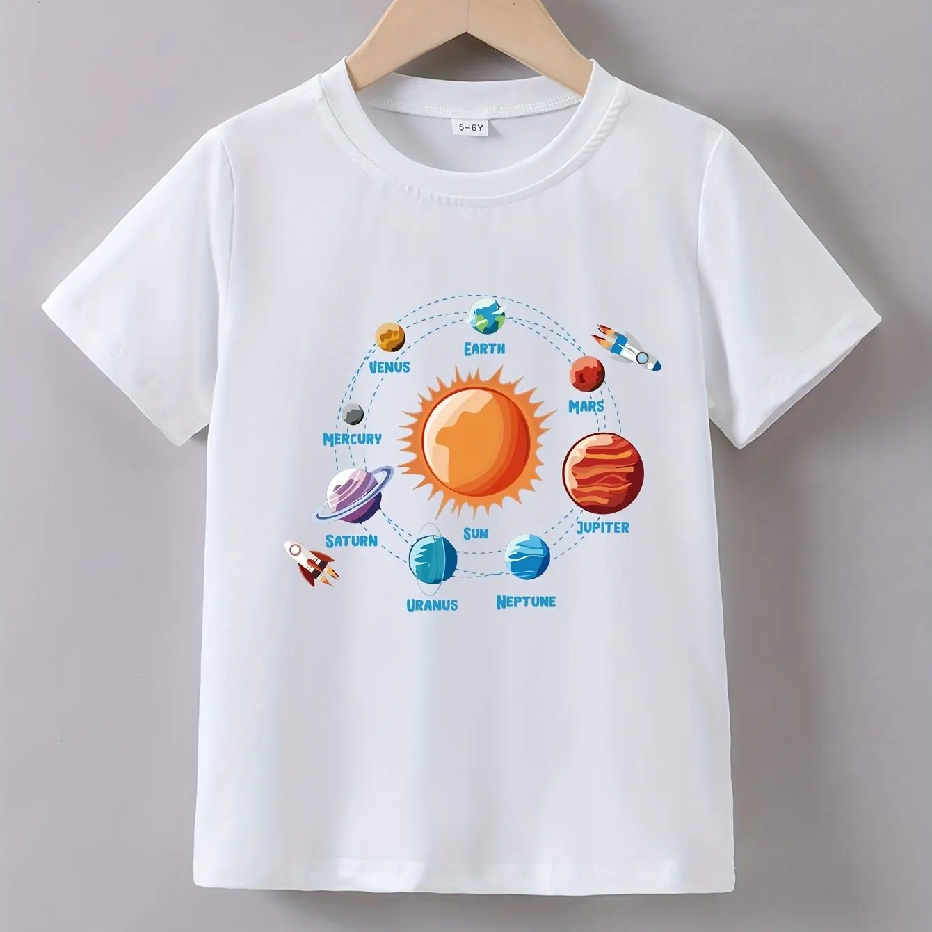 Summer Kids T-Shirt 100% Cotton 'Solar System Planets' Print Perfect Boys Girls Casual Wear Comfortable Stylish High quality