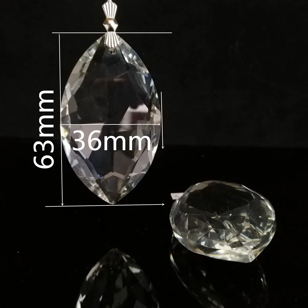Camal 2PCS 63mm K9 Clear Crystal Horse-eye Drop Prisms Pendant SunCatcher Lamp Lighting Chandelier Parts Hanging Ornament Home