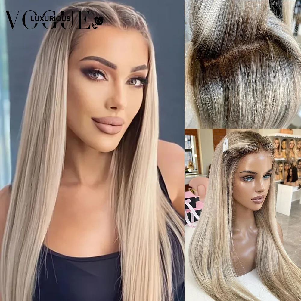 13x4 Transparent Lace Front Human Hair Wigs Ombre Platinum Honey Blonde Colored Straight Frontal Wig Brazilian Remy Pre Plucked