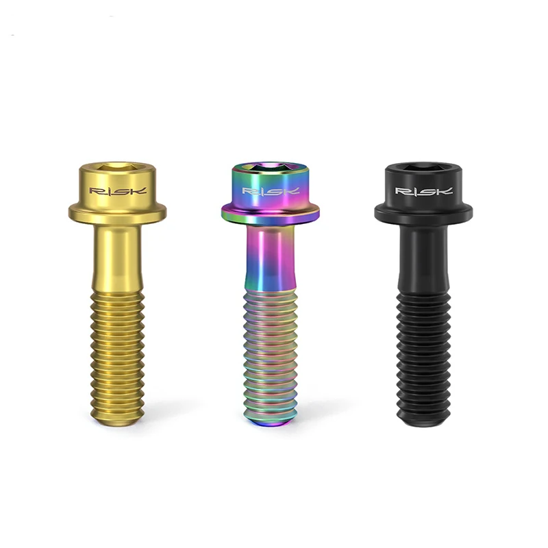 RISK 6PCS M5x16mm/M5x18mm Titanium Bicycle Handlebar Screws Bicycle UltraLight Stem Bolts Lightweight Road MTB Stem Screw Bolt