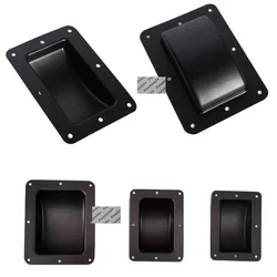 4Pcs Black Steel Rectangular Flight Case Caster Cups Recessed Holder Pit Trap For Audio Case Tool Box Stacking