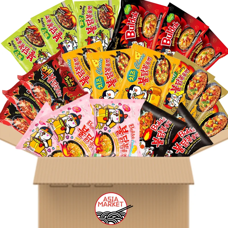 20 Paquetes Ramen Experiencia Gourmet de Comida Asiática Instantánea, Aventura Asiática en un Solo Pack: Sabores Exóticos de Fideos Instantáneos, Samyang Ramen Hot Chicken Buldak