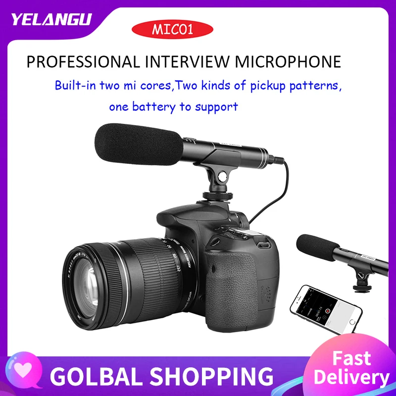 

YELANGU MIC01 Condenser Recording Microphone For Camera Recording Vocals Voice YouTube Tiktok for iphone12 Xiaomi