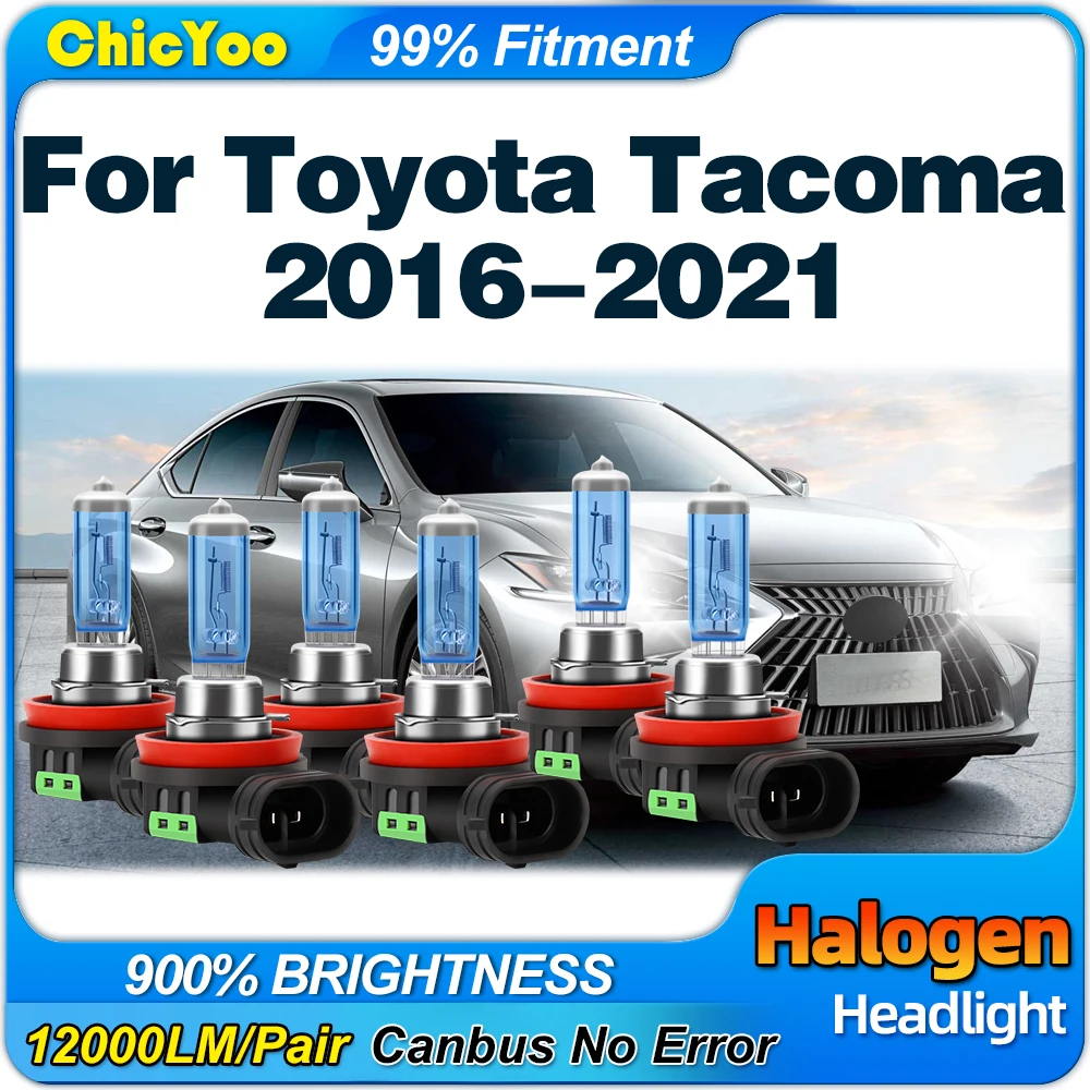 

300W Halogen Lamps 30000LM Car Headlights Bulbs 12V 6000K White Fog Lights For Toyota Tacoma 2016 2017 2018 2019 2020 2021