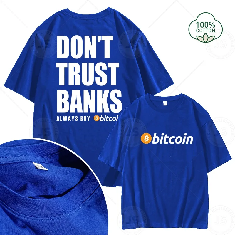 100% Cotton Bitcoin T-Shirt Ethereum Men Short Sleeve Crypto Basketball Shirt Casual Loose Sports Top Gift Clothing Girls Tees